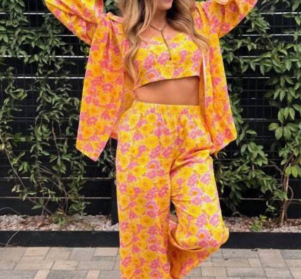 NEW BLAKELEY pink lemonade summer pants in yellow